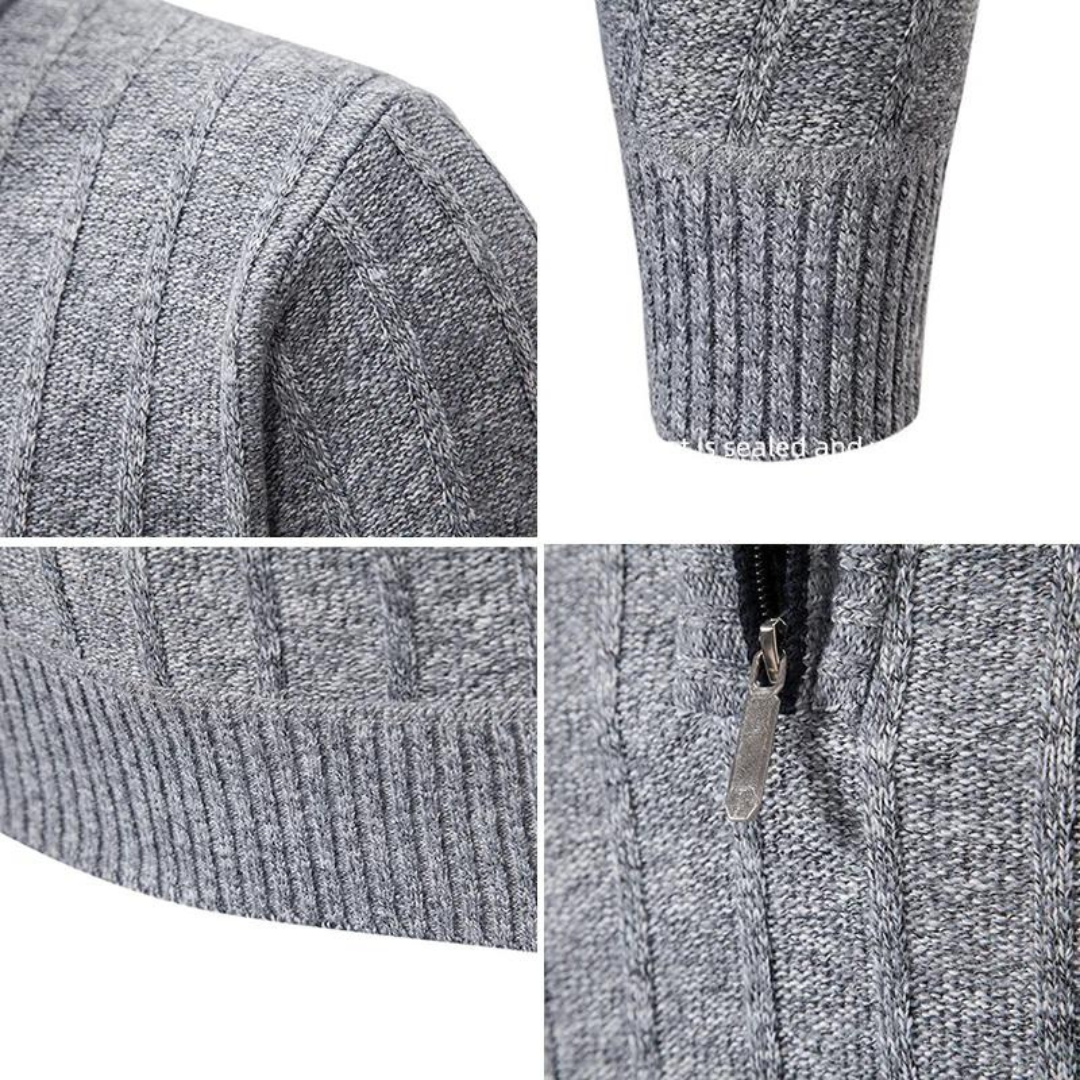 Robbin | Zippered Knit Sweater with Quarter Zip